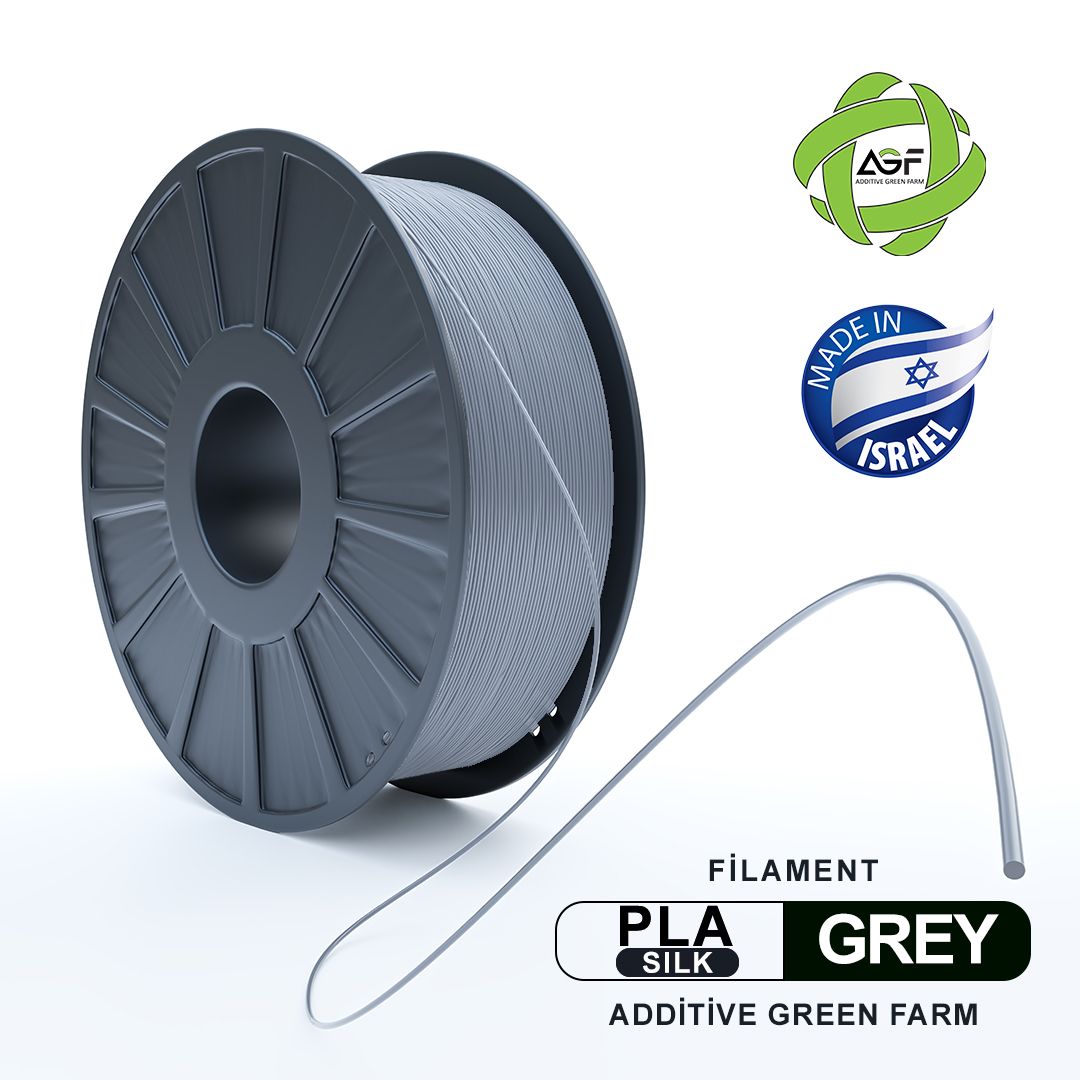 PLA SILK GREY FILAMENT - גליל פילמנט משי אפור