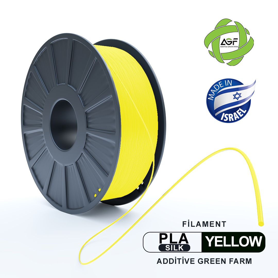 PLA SILK Yellow FILAMENT - גליל פילמנט משי צהוב