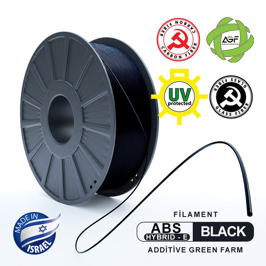 ABS 10% CF/GF UV PROTECTED BLACK FILAMENT - גליל פילמנט שחור 10 % תערובת קרבון וגלאס פייבר עם סנני יו וי