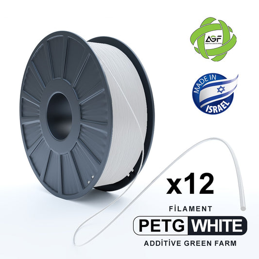 PETG WHITE FILAMENT X 12 -  דיל 12 גלילי פילמנט לבן